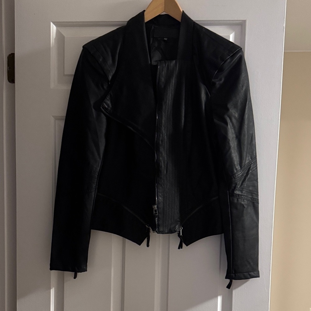 Black Women's Faux Leather Jacket